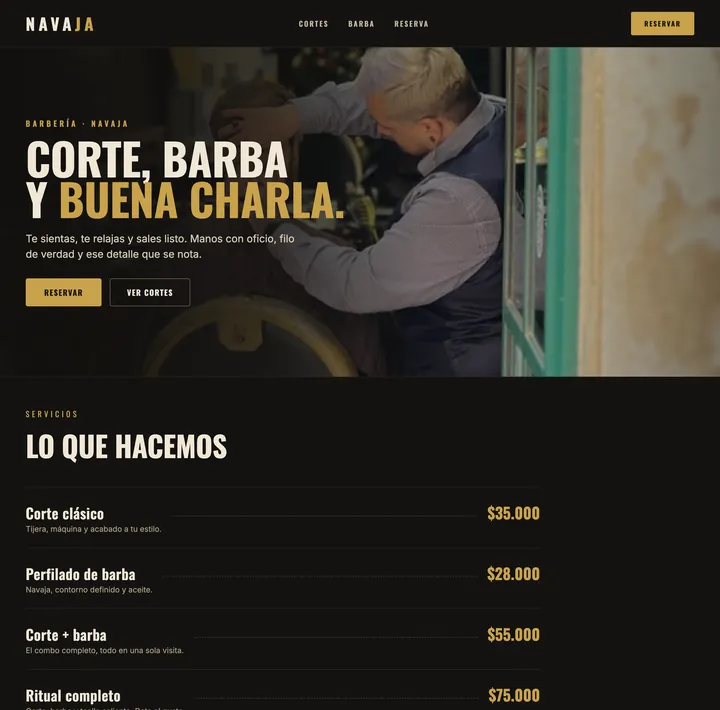 Diseño de página web para una barbería