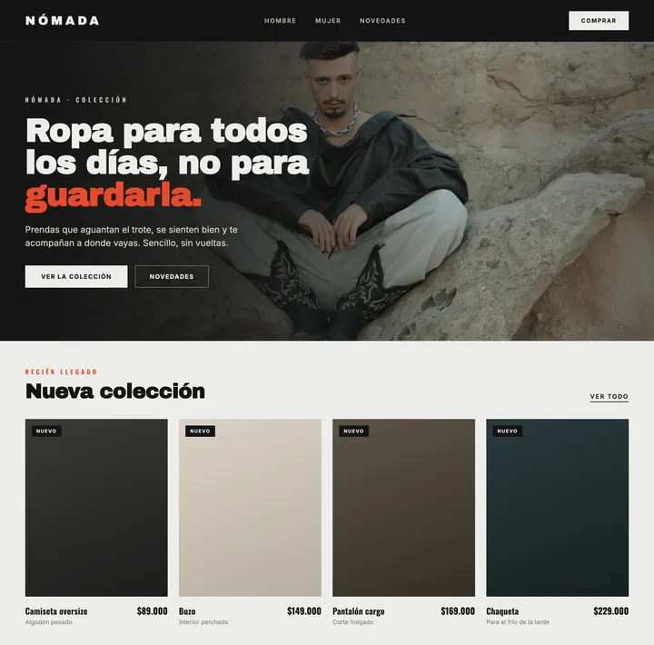 Diseño de página web para una boutique de ropa