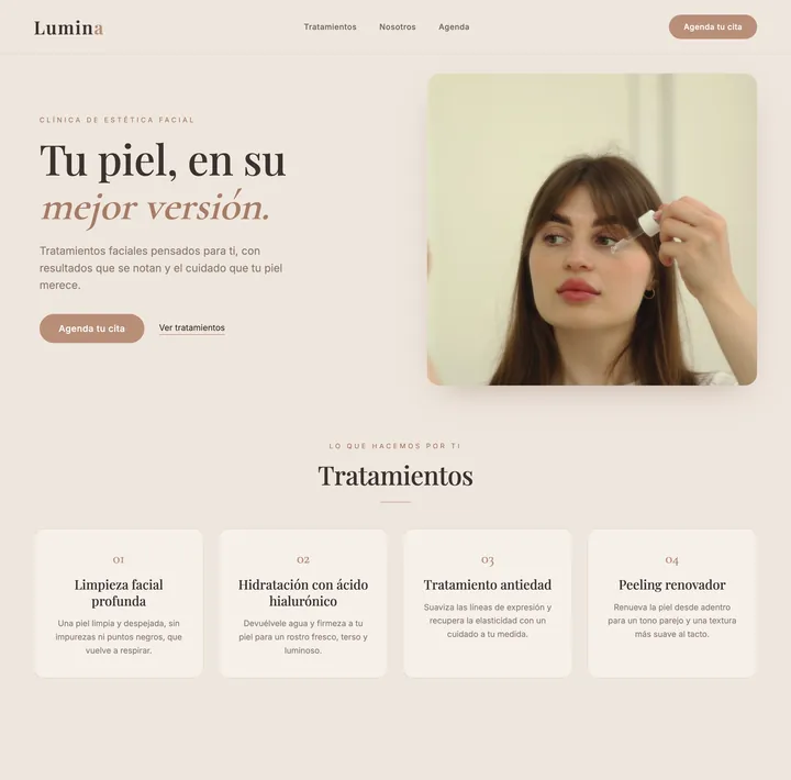 Diseño de página web para un centro de estética