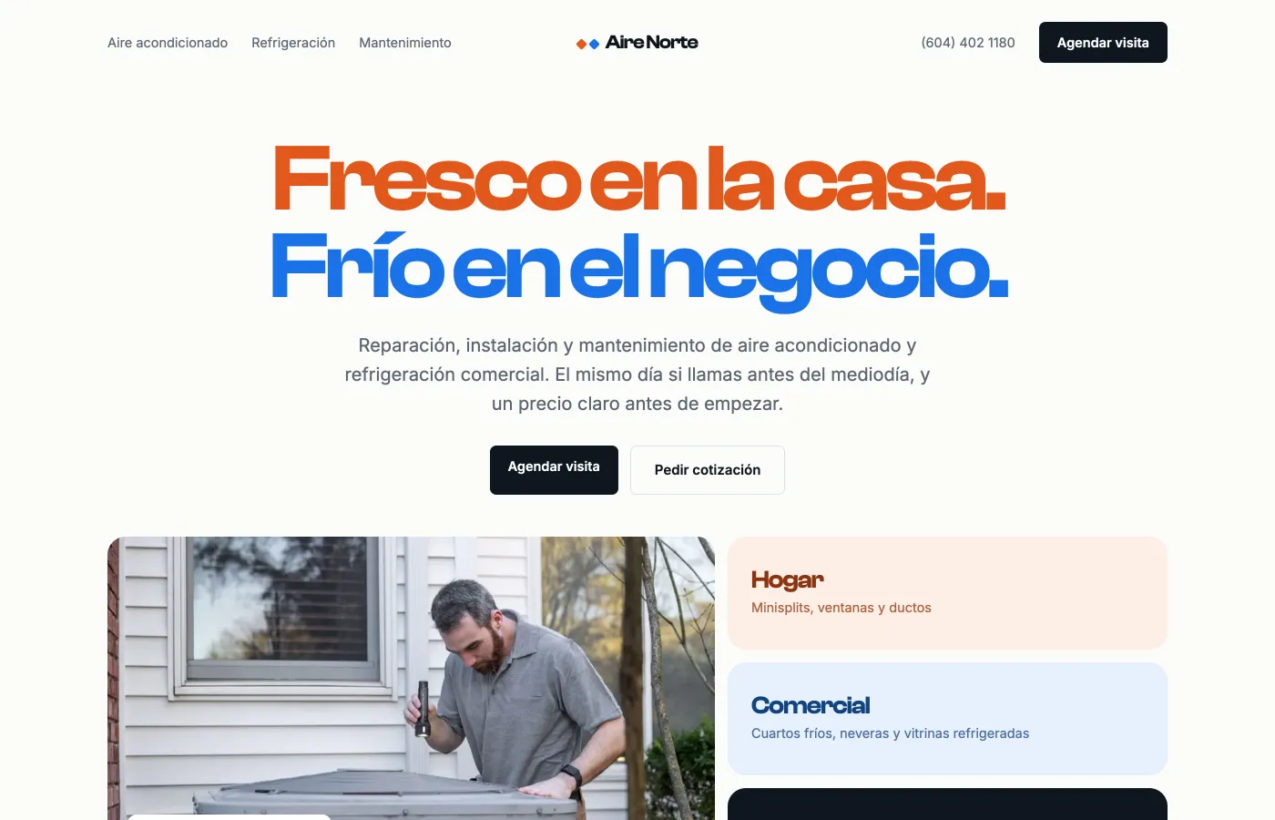 Diseño de ejemplo para una empresa de aire acondicionado