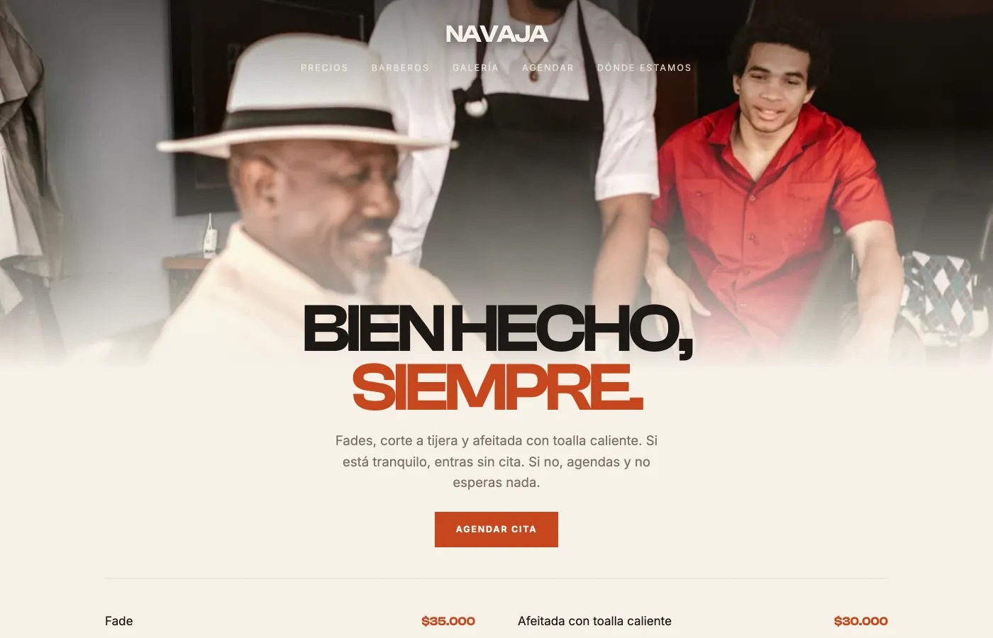 Diseño de ejemplo para una barbería