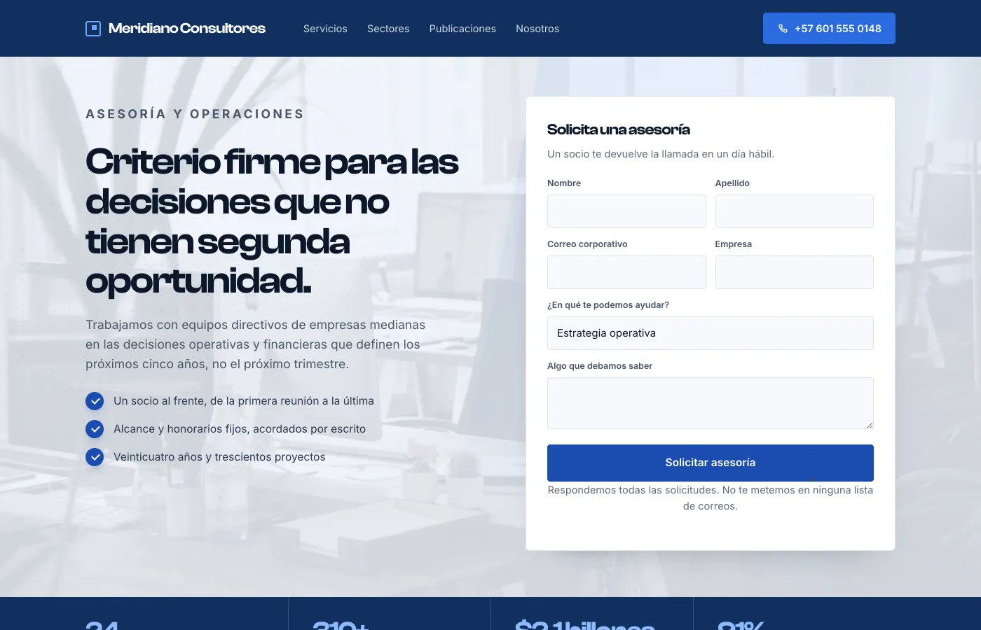 Diseño de ejemplo para una firma de asesoría empresarial
