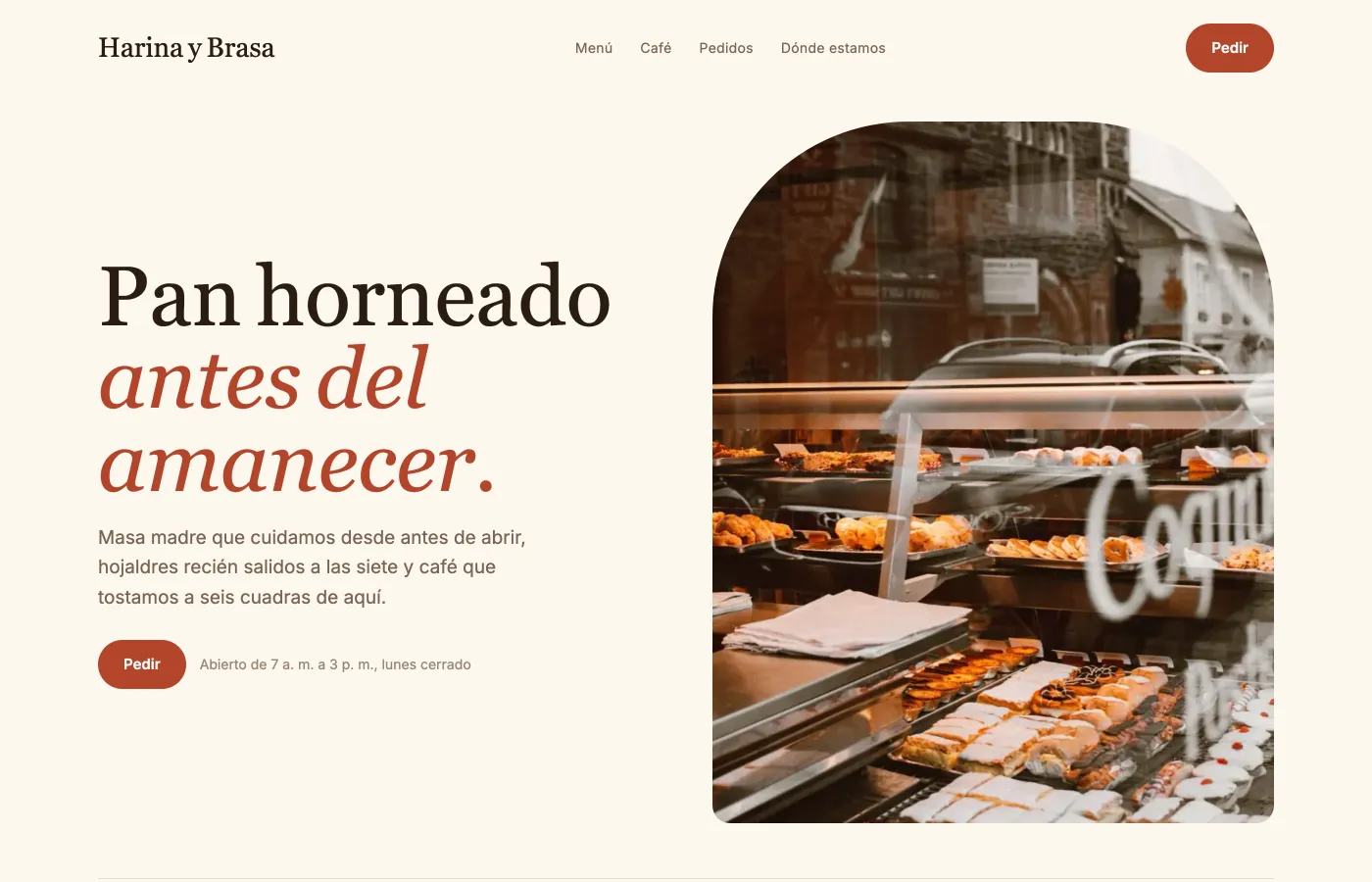 Diseño de ejemplo para una panadería y café