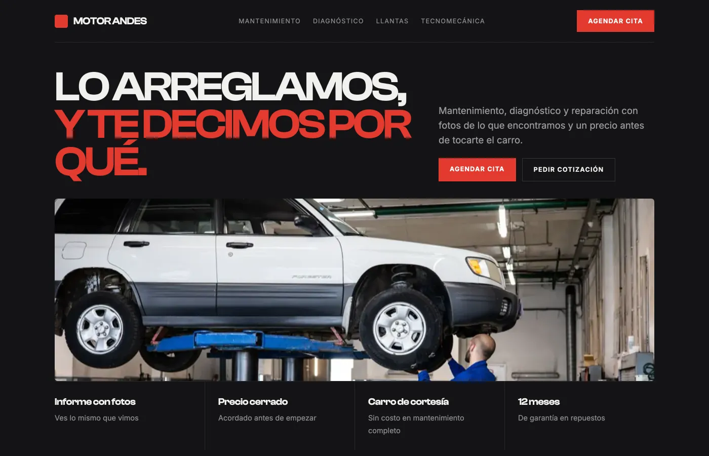 Diseño de ejemplo para un taller automotriz